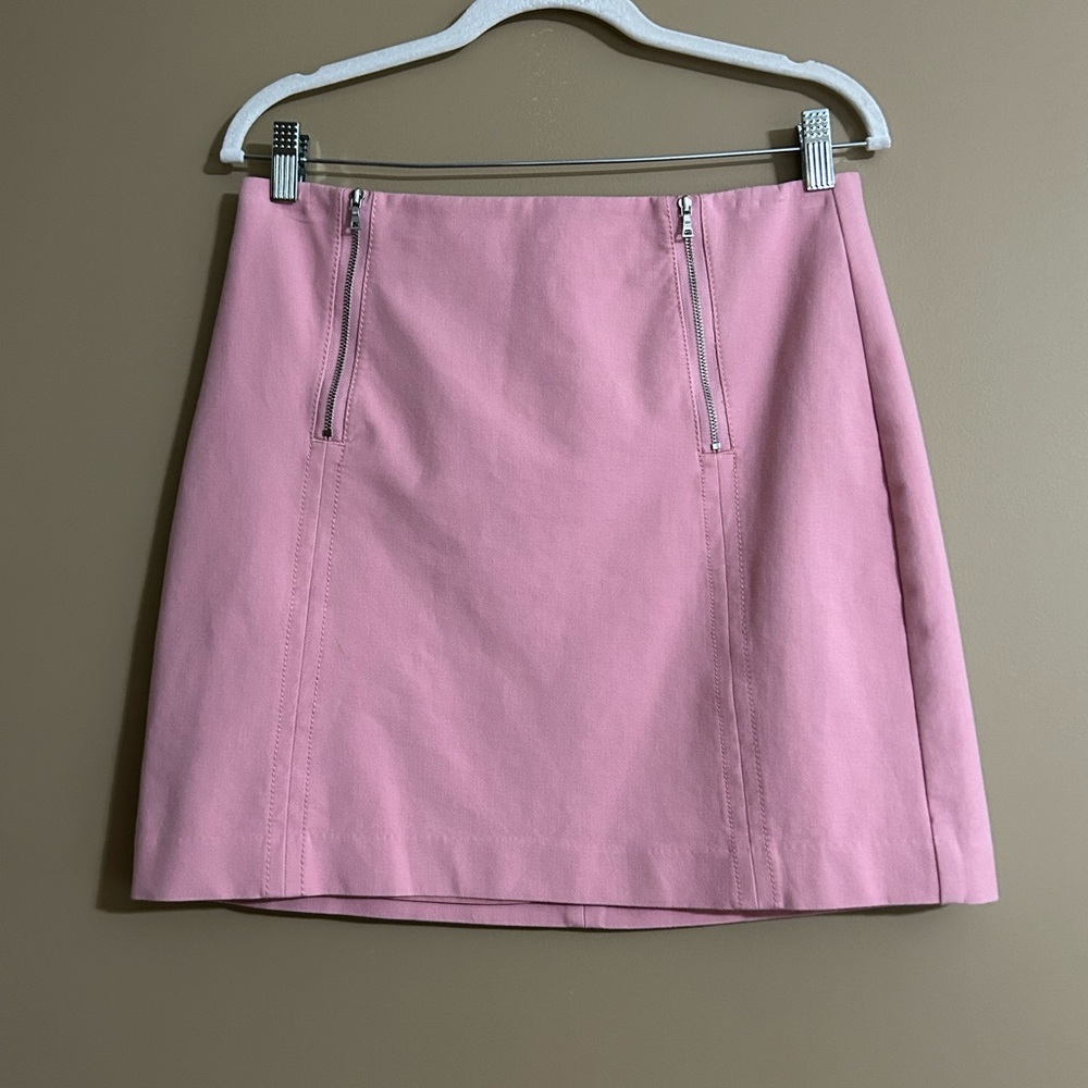 LOFT Light Pink Mini A-Line Skirt with Front Zips - Picture 2 of 5